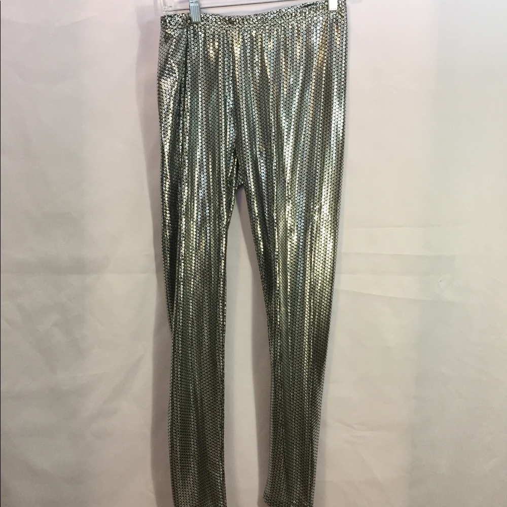 Material girl XL Large silver faux sequin legging